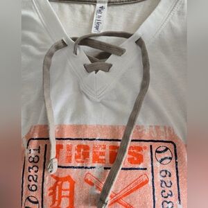 Soft As A Grape Ladies Detroit  Tigers Graphic Long Sleeve Tee